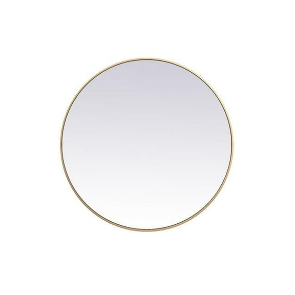 39 in. Metal Frame Round Mirror, Brass