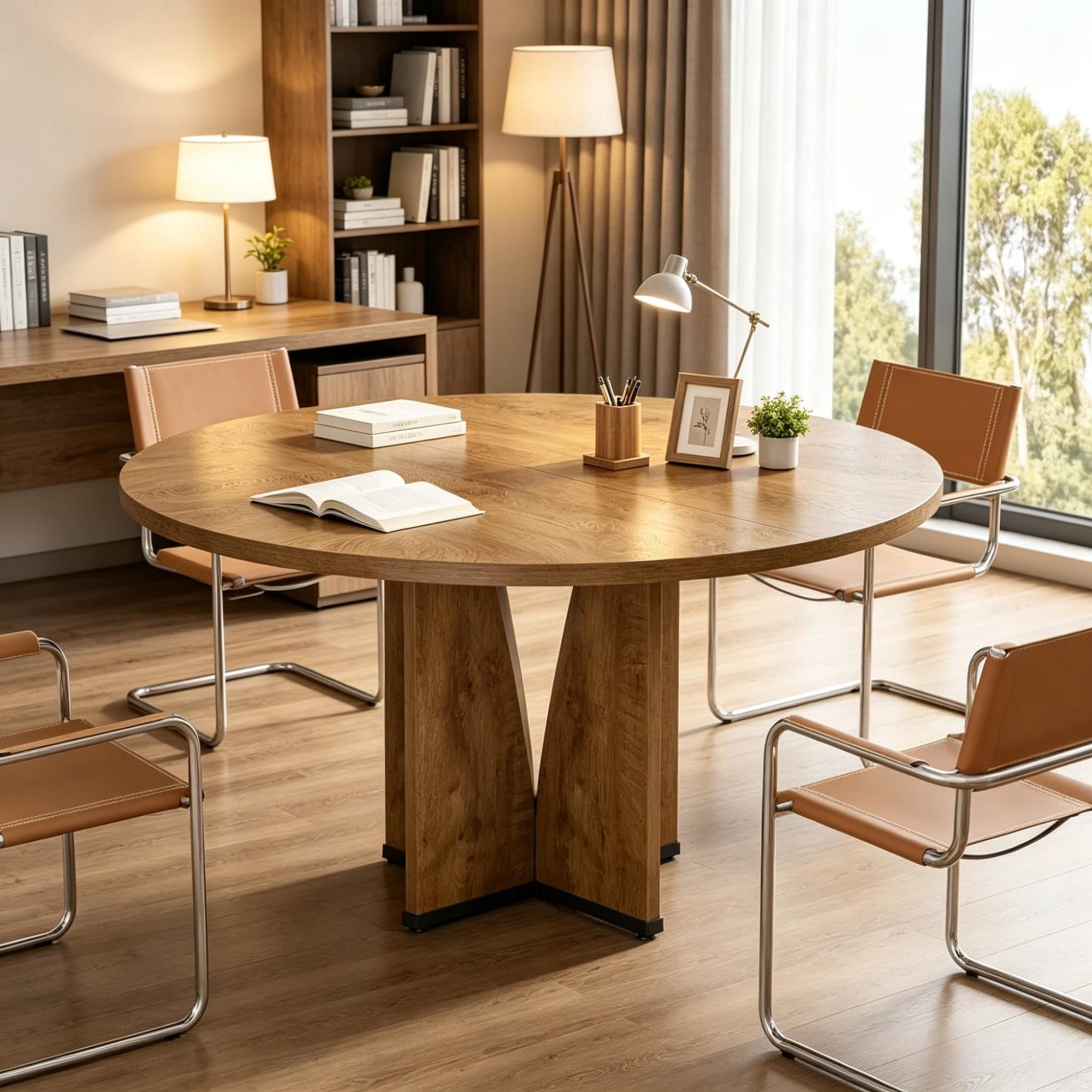 39 in Round Conference Table for 4 People, MDF Office Table for Meetings