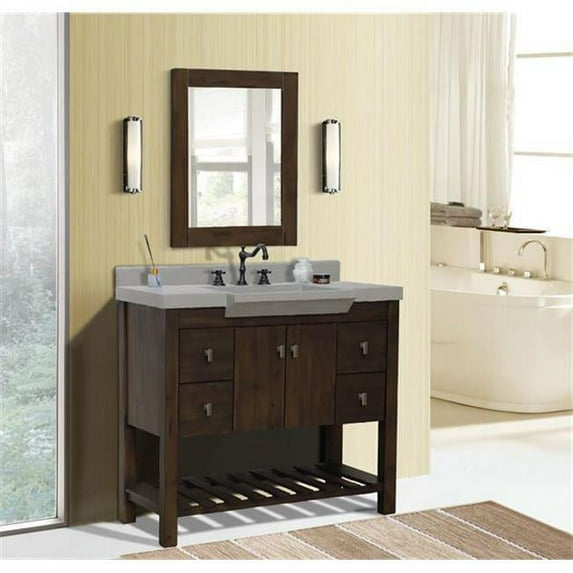 39 in. Single Sink Vanity with Concrete Top, Rustic Wood & Gray