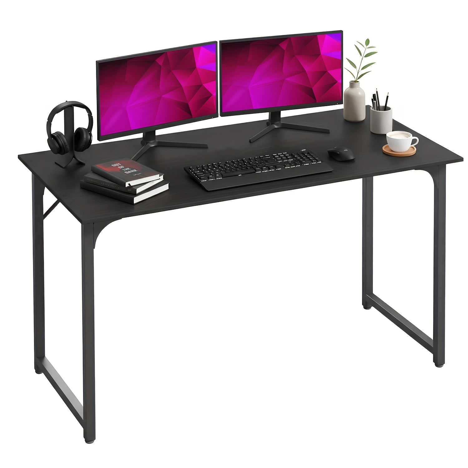 39-inch Black Computer Desk, Home/Office/Study/Workstation, Modern PC/Laptop Sturdy and Easy-to-Use Gaming Desk with Metal Frame