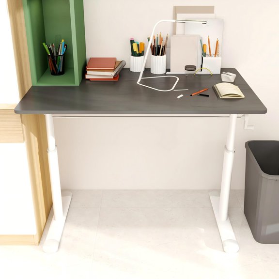 39 inch Computer Desk,Height Adjustable Desk,Multifunctional Home Office Desk,Writing Desk Study Table for Small Space,Bedroom,Grey