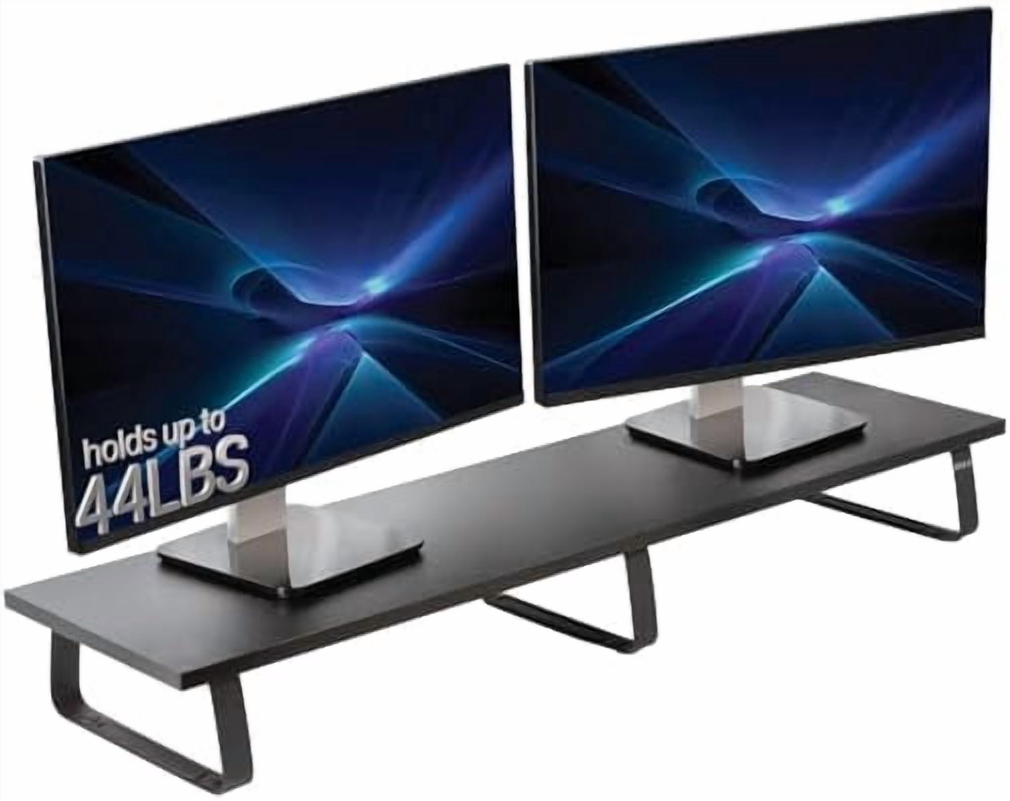 39 inch Extra Long Monitor Stand, Wood & Steel Desktop Riser, Dual ...