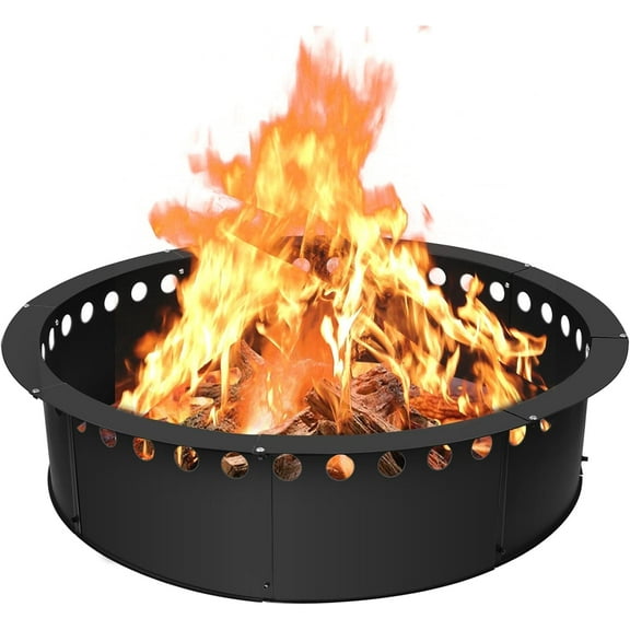 39 inch Fire Pit Ring for Outside, Large Smokeless Firepit Insert, Fire Ring for Camping, Wood Burning Fire Pit Rim, DIY Fire Rings for Yard/Garden Bonfires, Outdoor Fireplace