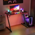 thumbnail image 1 of PayLessHere 39 Inch Z-Shaped Gaming Desk with Headphone Hook Sturdy with Spacious Desktop,Red, 1 of 6