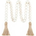 thumbnail image 1 of 39 inches Farmhouse Wood Bead Garland with Tassels, Prayer Beads Boho Chic Wall Hanging Home Decor, 1 of 6