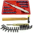 thumbnail image 1 of 39 pc Letter Punch Set - Precision Number & Uppercase Letter Alphabet ID & Symbol Stamping  Tool Set Kit w/ Automatic Spring Loaded Punch, Carry Case & Jeweler's Hammer w/ Plastic & Rubber Head, 1 of 3