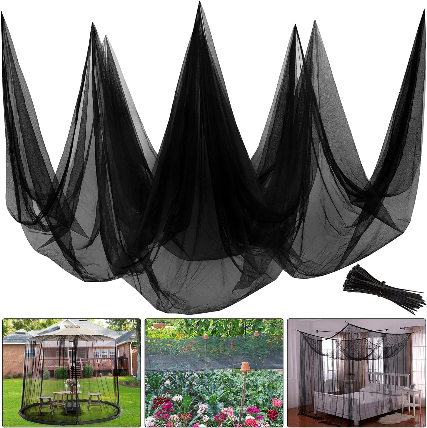 39 x 10 Ft Breathable Garden Mesh Netting, Multipurpose Insect and Bird Barrier Net, Outdoor Mosquito Protection Cover for Patio, Vegetables, Fruits and Garden Plants