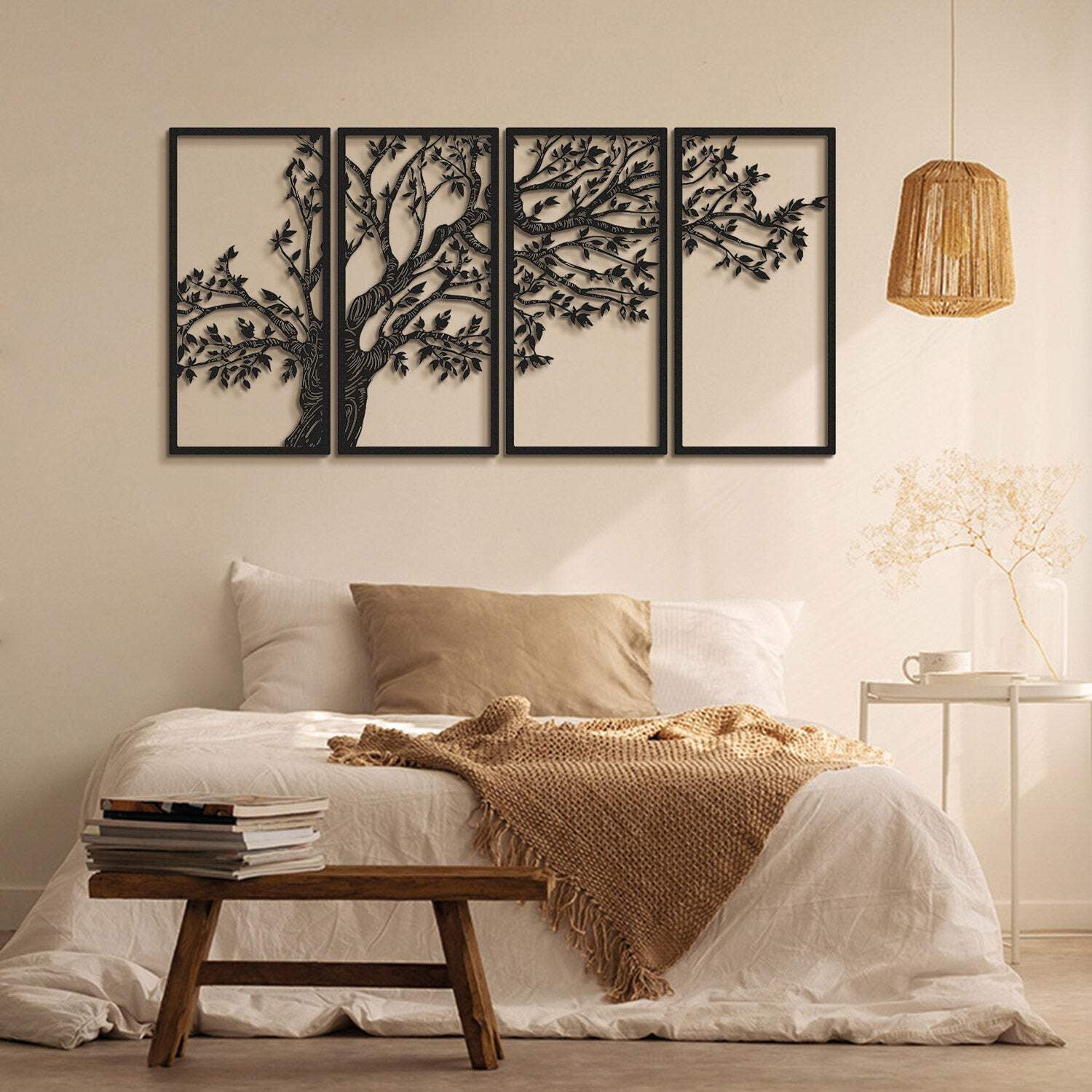 39" x 19" Black Metal Tree Wall Art Set of 4