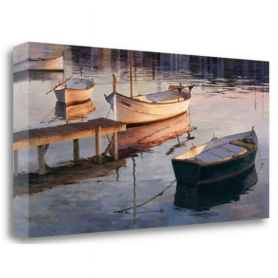 39" x 20" Barques Al Port by Poch Romeu - Print on Canvas Fabric Multi-Color