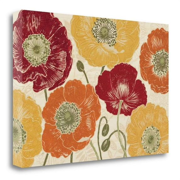 39" x 26" A Poppys Touch I Spice by Daphne Brissonnet Canvas Fabric Multi-Color