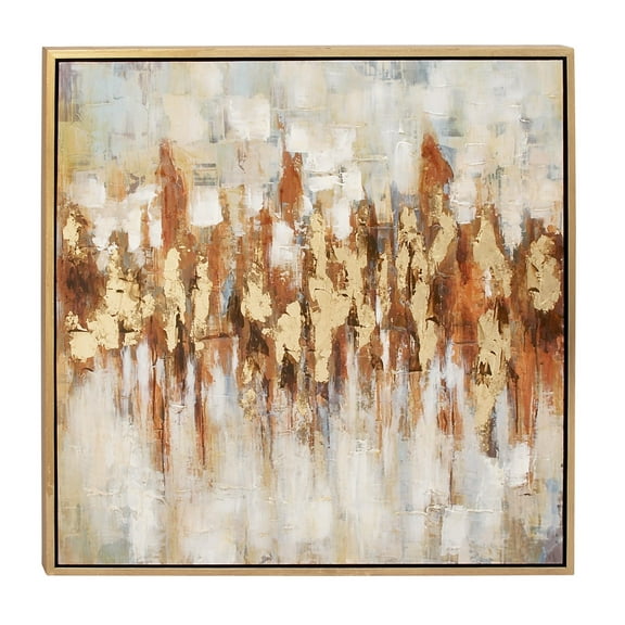 39" x 39" Abstract Framed Wall Art with Gold Frame, by DecMode