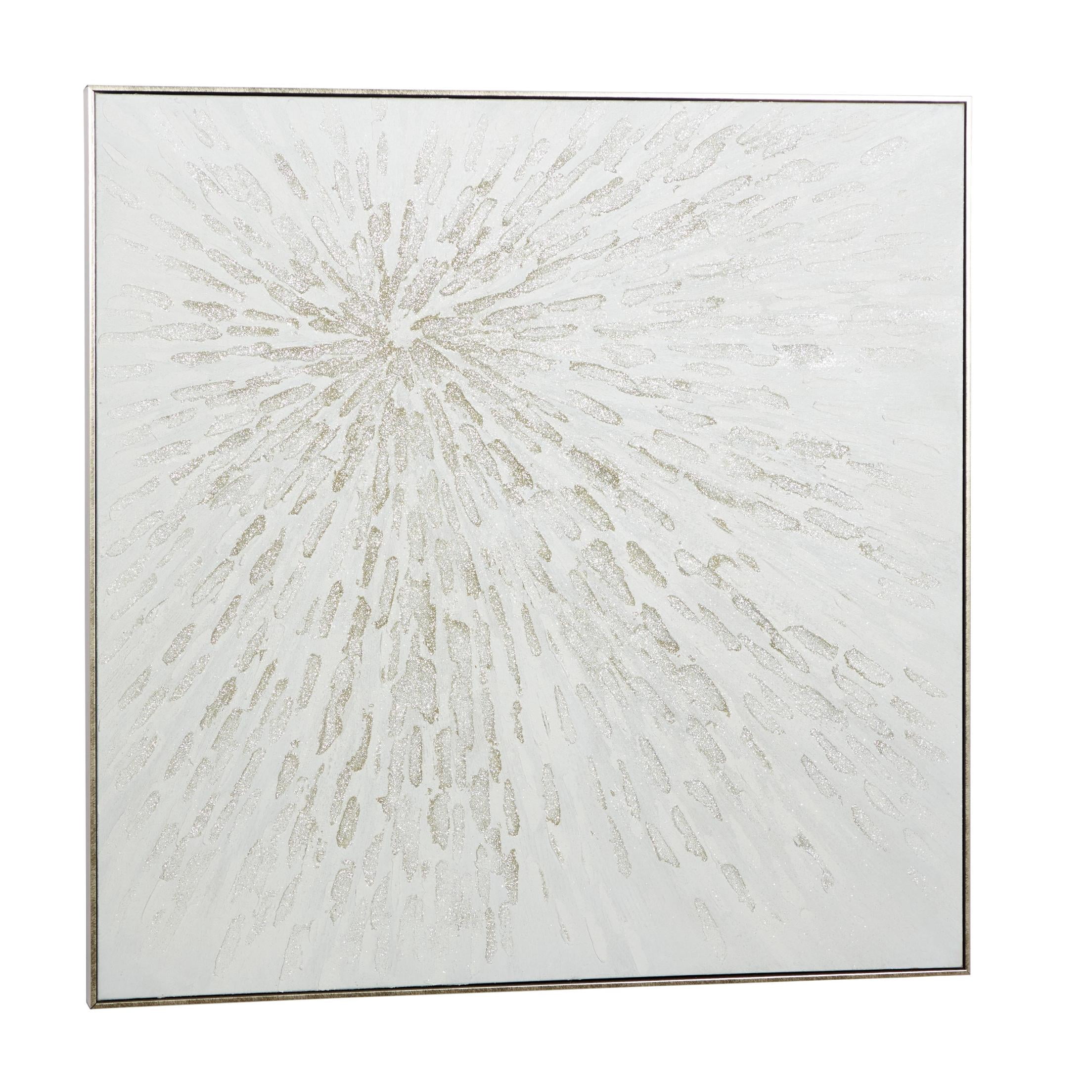 39" x 39" Abstract Metallic Starburst Framed Wall Art with Silver Foil Accents, by CosmoLiving by Cosmopolitan