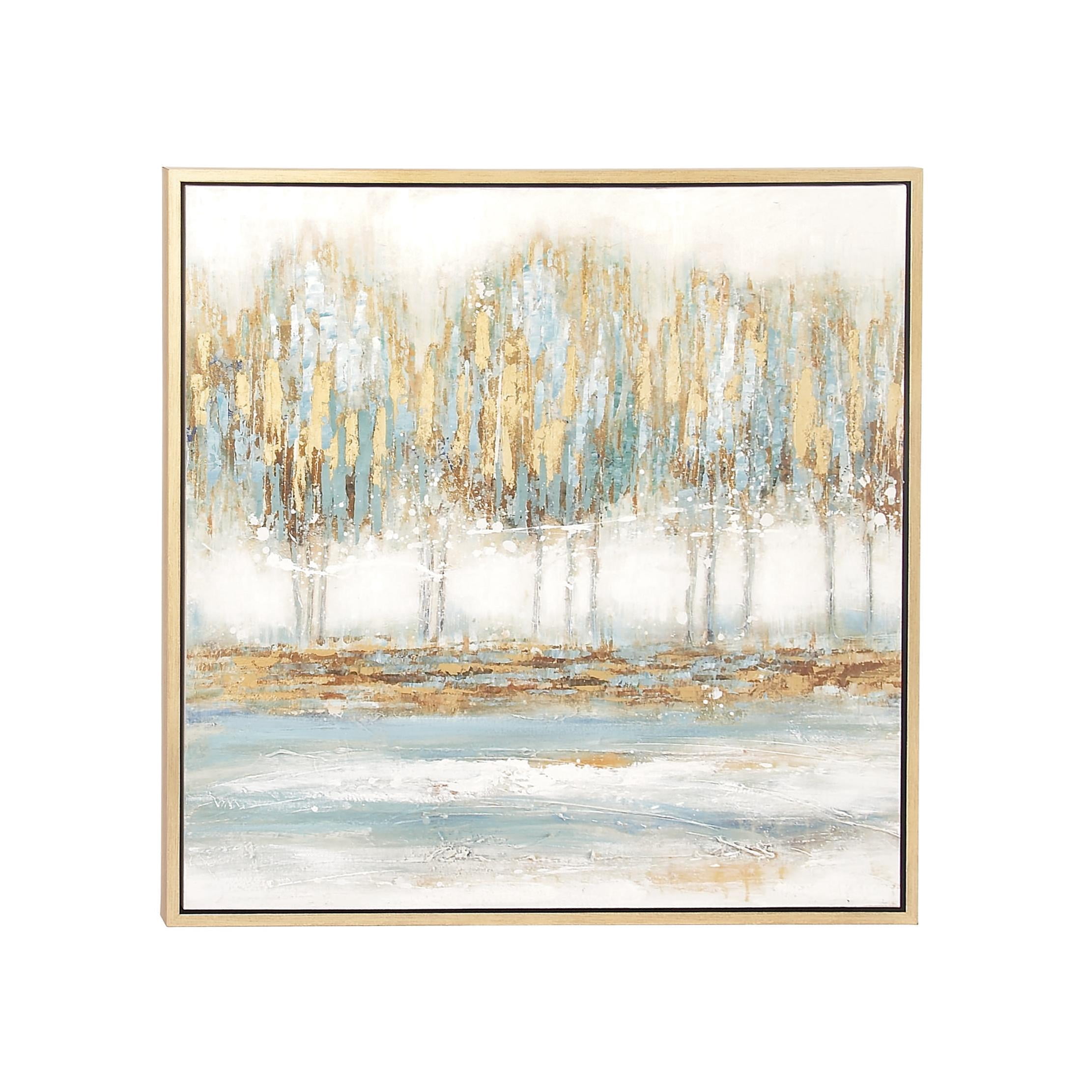 39" x 39" Tree Framed Wall Art with Gold Frame, by DecMode