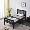 thumbnail image 1 of 39 x 42 x 79 in. Jassmine Solid Wood Platform Pine Twin Size Bed, Black, 1 of 1