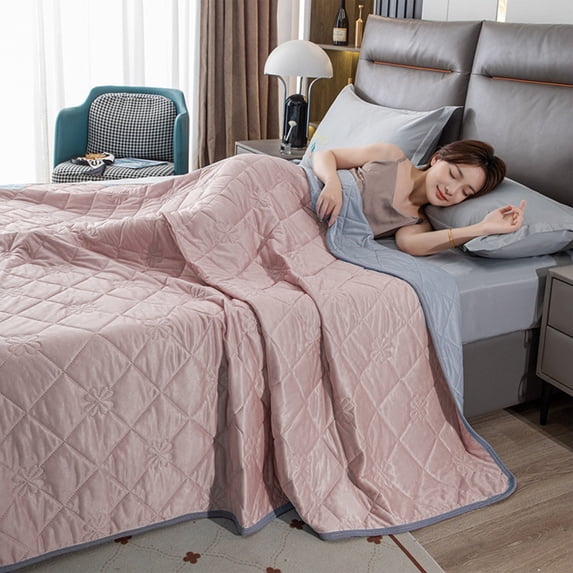 39 x 60 Inch Polyester Twin Quilt, Lightweight All-Season Coverlet, Navy Blue Purple Mint Green