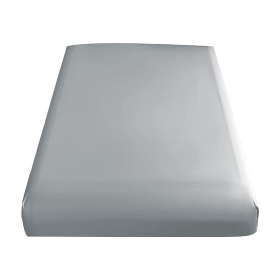 39 x 79 In Cotton Fitted Sheet, Solid Color Mattress Cover for Single Bed, Easy Care, No Pillowcase, Gray