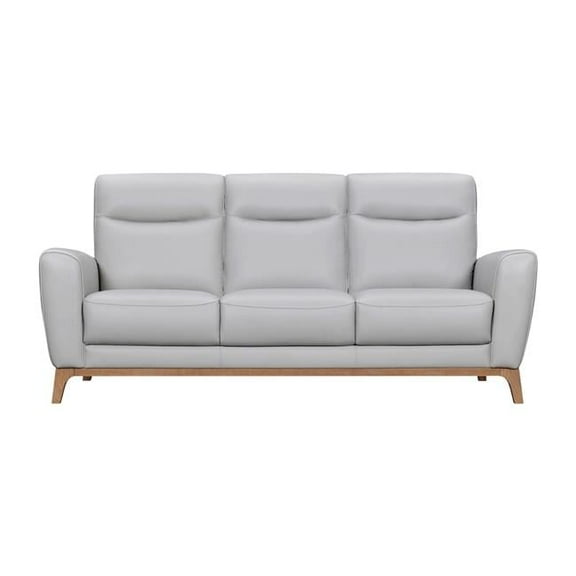 39 x 83 x 38 in. Grey & Brown Leather Sofa