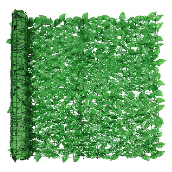 39"x117" 1 PC Artificial Laurel Leaf Cover Faux Leaves Hedge Fence Screen Greenery Wall Decoration for Outdoor Balcony Backyard Garden Patio (Light Green)