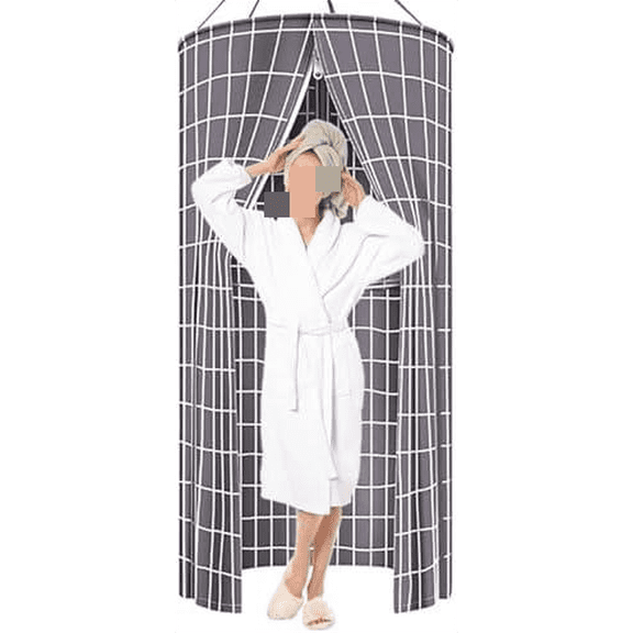 39"x78" Round Waterproof Shower Curtain Outdoor Single Hanging Shower Cover with Storage and Double Zipper Foldable Warm Bathroom Circular Shower Curtain with Outdoor Camping Shower Cover