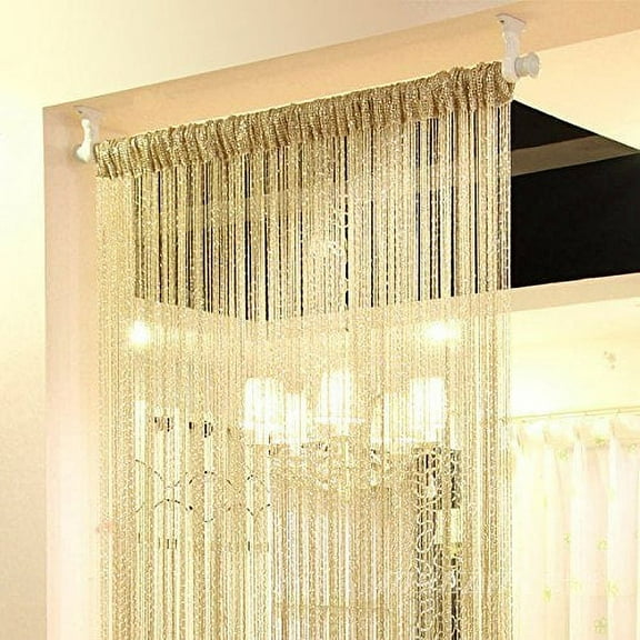 39''x79'' Glitter Door String Curtain Window Panel Silver Ribbon Fringe Glitter Tassel Curtains Room Divider Crystal Tassel Fringe Beaded Fly Screen Decor