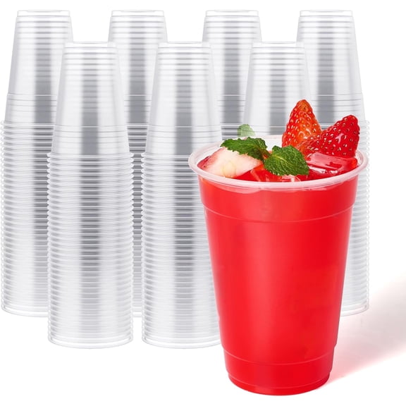 390 Pack 16 oz Clear Plastic Cups,Disposable Cups Drinking Cups for Ice Coffee,Milkshake, Cold Drinks