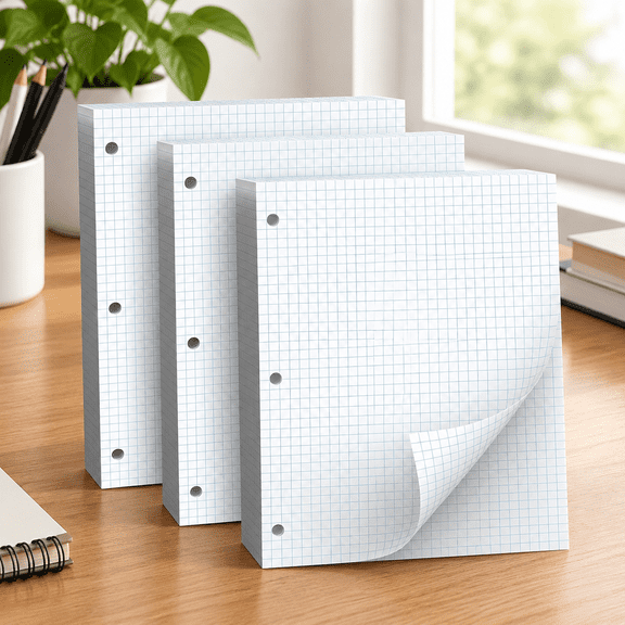 390 Sheets Quad Ruled Graph Paper 8 x 10.5 White Loose Leaf Graph Paper