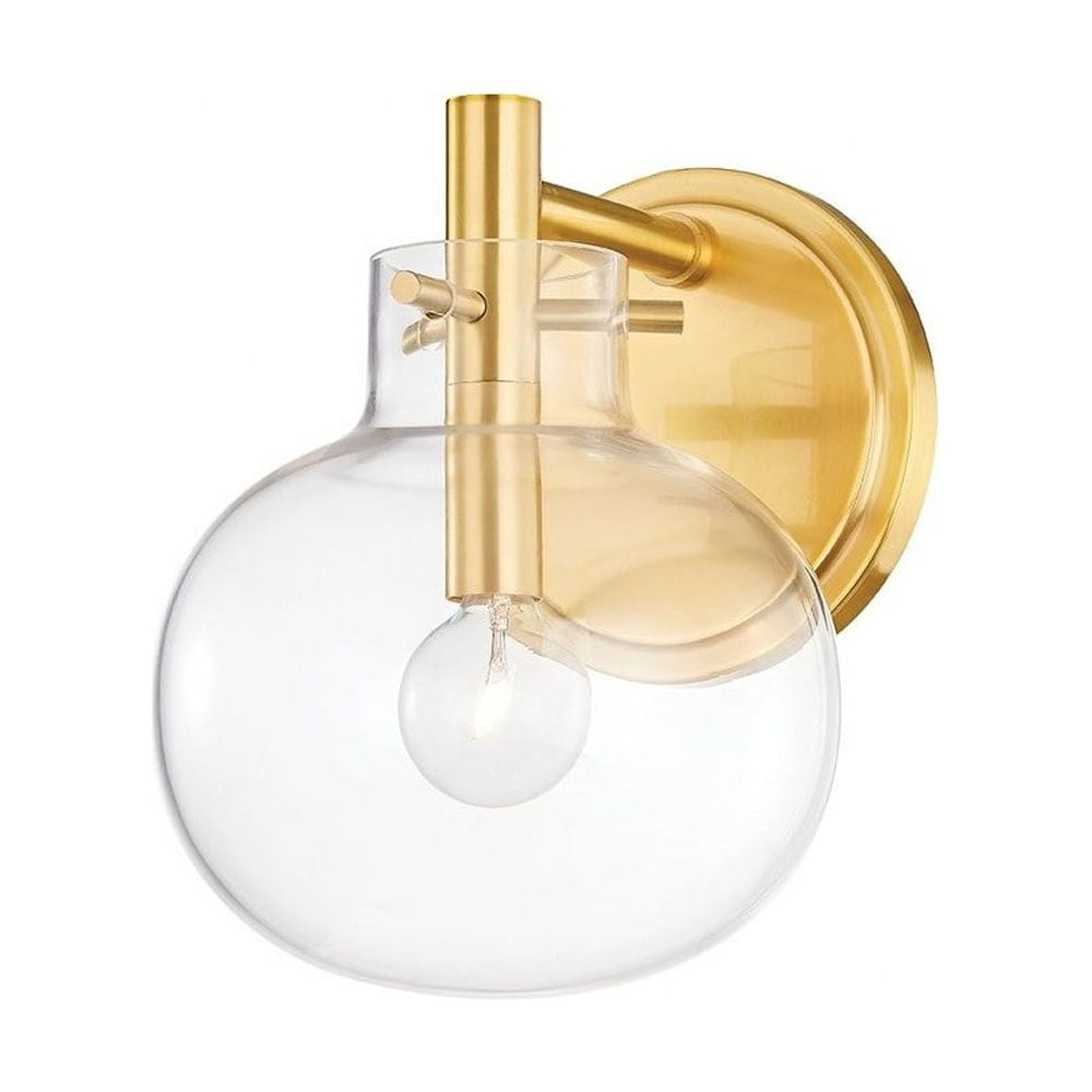 Elegant Aged Brass Dimmable Wall Sconce with Clear Globe