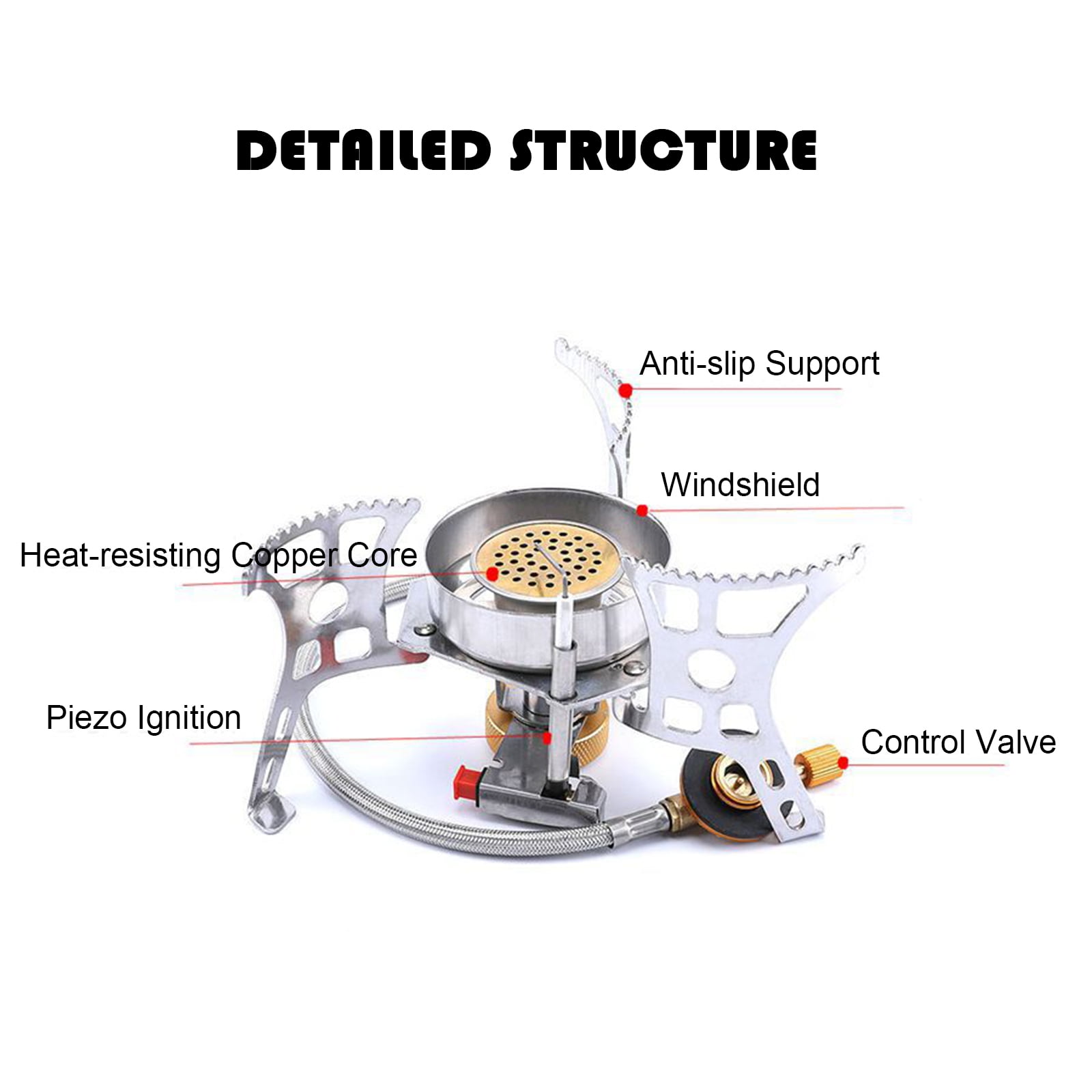 3900W Portable Gas Stove Split Gas Furnace Outdoor Camping Stove Piezo Ignition Stove/Manual Ignition Stove
