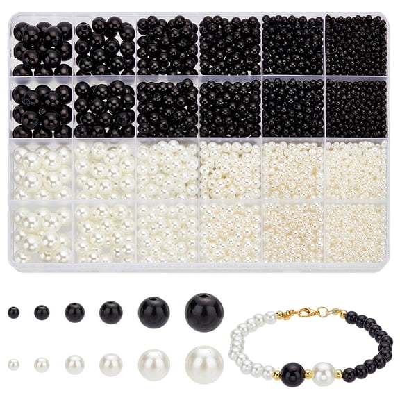 3904pcs 12 Styles Plastic Imitation Pearl Beads Round Mixed Color 3~10mm Hole: 1.4~2.3mm diy