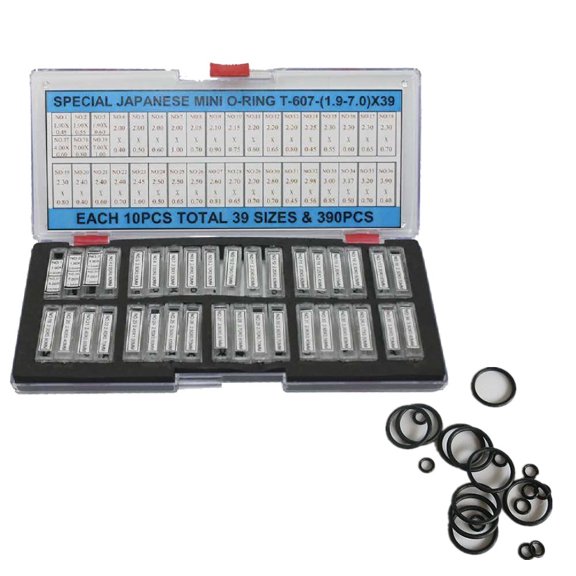 390PCS Waterproof Watch Crown O-ring Assortment Gasket ID 1.9-7.0MM Circle Ring Watch Repair Part