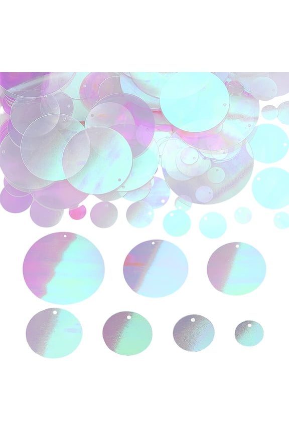 390Pcs Plastic Pendants Flat Round Charms Colorful 10~52x0.2mm Hole: 1.2~1.5mm DIY