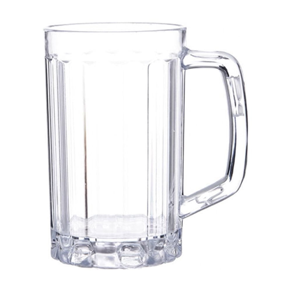 Eease 390ml Glass Beer Mug with Handle - Freezer Safe Drinking Cup for Home Bar