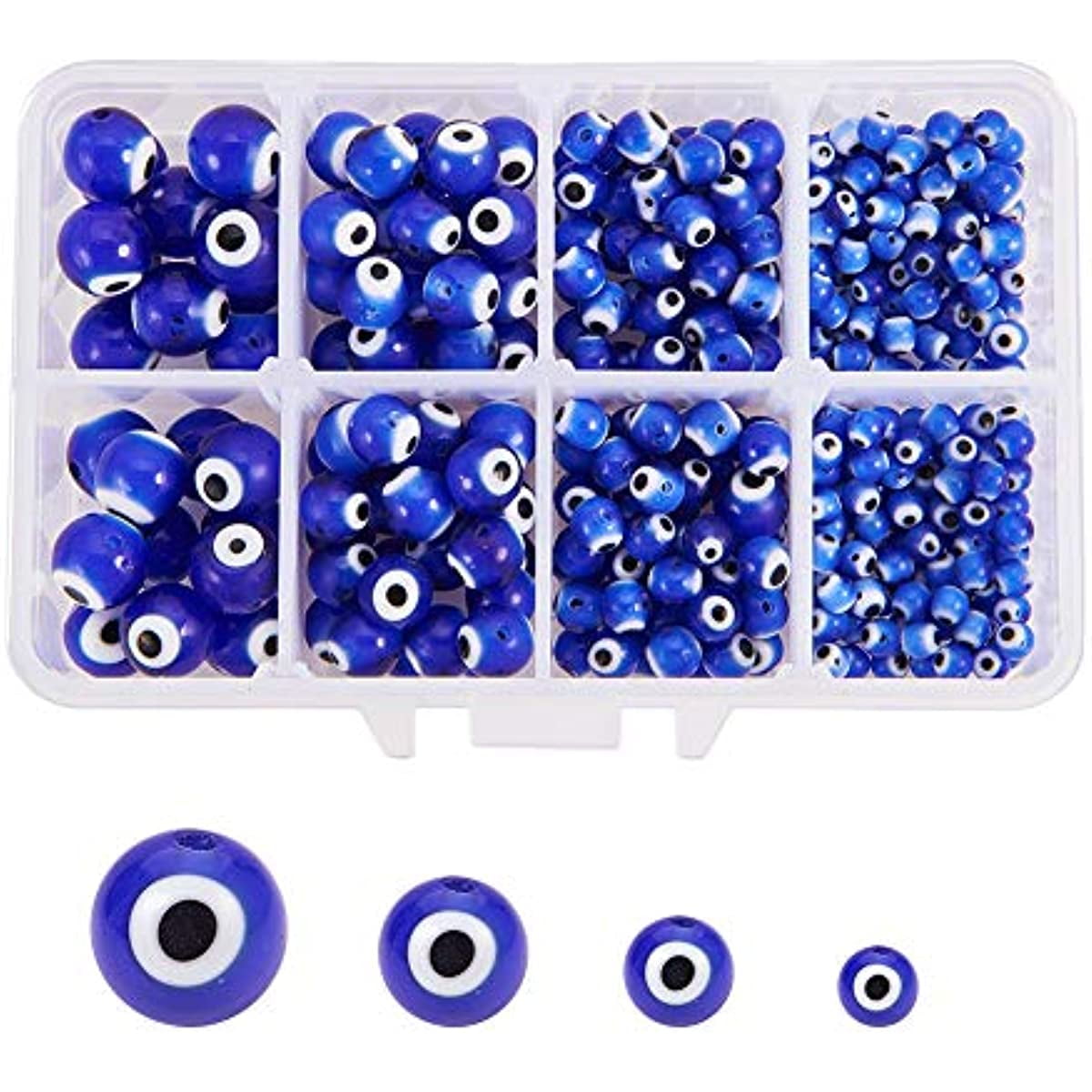 Evil Eye Beads, Strand of 65, Flat Round, 6mm Glass Beads, Lampwork Glass,  Evil Eye Jewelry, Lampwork Beads, UK Beading Supply