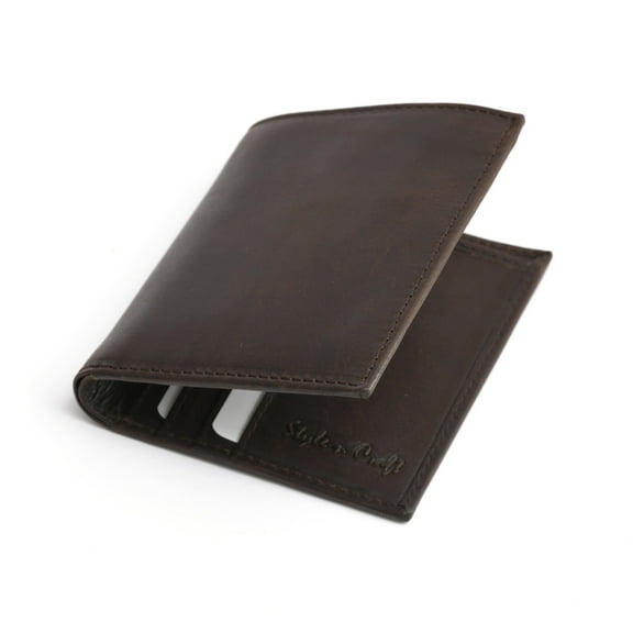 391002 Slim Bifold Hipster Dark Brown Leather Wallet | Style n Craft