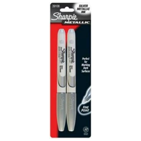 39108PP 2-Pack Sharpie Silver Metallic Fine-Point Permanent Markers - Quantity 6