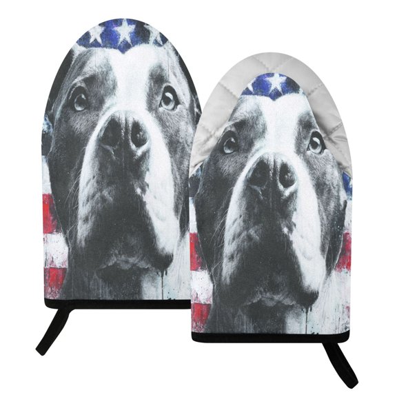 392F Heat Resistant Oven Mitts 2 Pack Guardian Of The Old Glory Fish Mouth Cotton Oven Gloves with Silver Lining, Kitchen Cooking Mitts for Baking BBQ Grilling Microwave