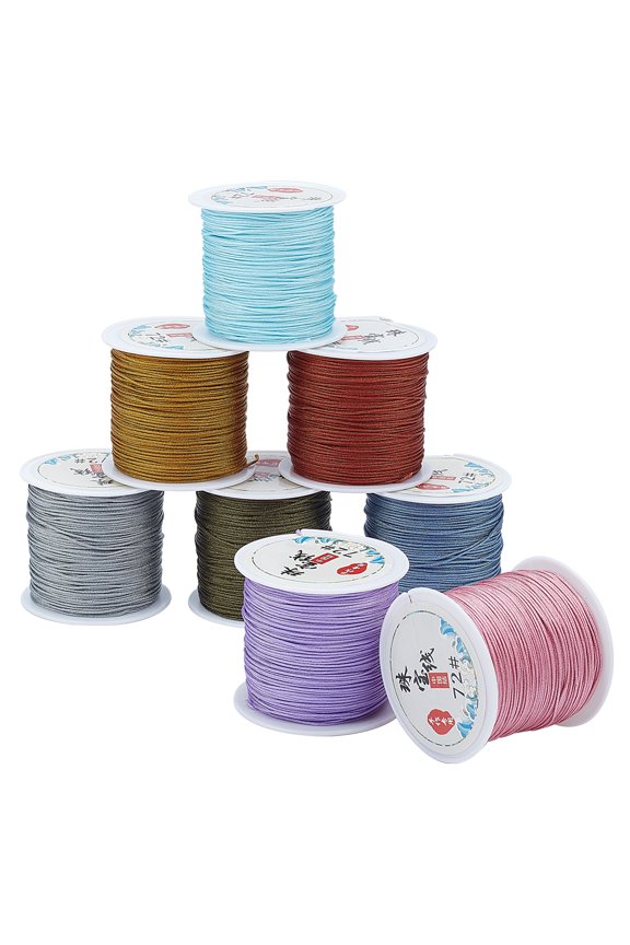 392 Yards 0.8mm Nylon String Cord 8 colors Bracelet String Chinese Knotting Cord Macrame Nylon Thread for Kumihimo Bracelets Necklaces Jewelry Making Wind Chime Parts