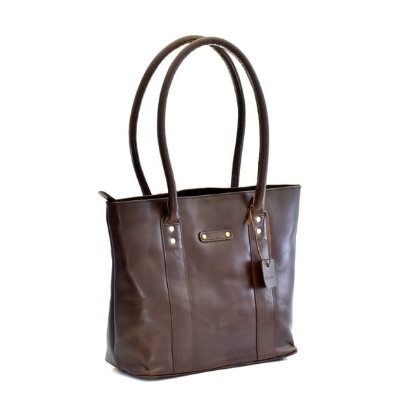 392004 Ladies Tote Bag in Full Grain Dark Brown Leather | Style n Craft