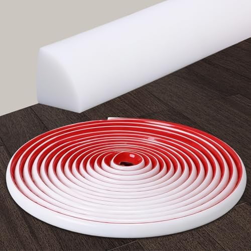 393.7 x 0.5 Inch Flexible Quarter Round Molding White Peel and Stick Bendable Moulded Trim for Corner Ceilings, Bathtub, Floor,Shoe, Cabinet,Self-Adhesive Kitchen Molding Trim for Countertops