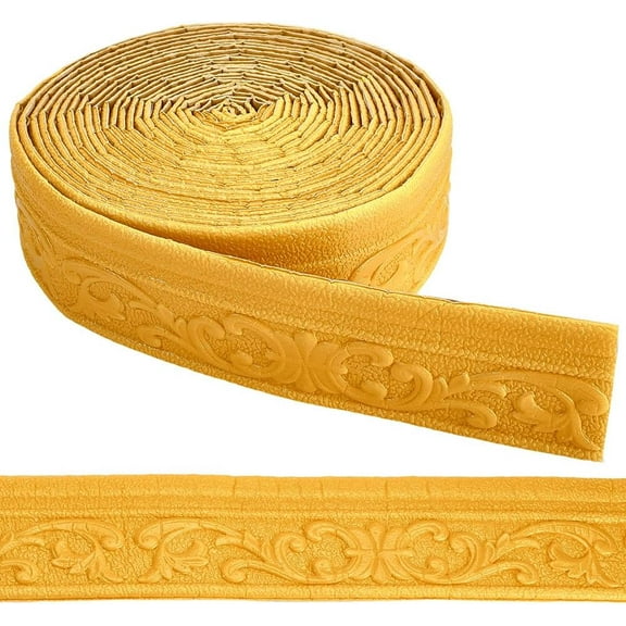 393.7in/10m Gold Molding Trim Wall Trims Peel and Stick Flexible Vintage 3D Foam Self Adhesive Wallpaper Border Mirror Frame Edging Sticker for Ceiling Home Kitchen Office Table Decor 1pc