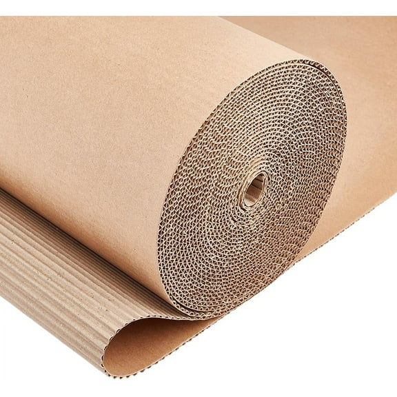 393.7x11.8inch Brown Single Face Corrugated Corrugated Cardboard Roll Durable Corrugated Wrap Paper for Packing Mailing Moving 2.8mm Thick