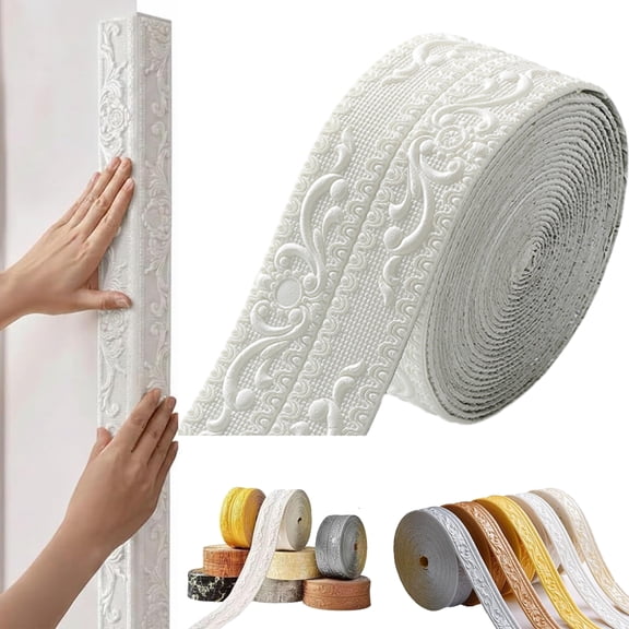 393" x 4.3" Peel and Stick Foam Molding Trim, Self-Adhesive 3D Decorative Border Tape for Walls Furniture Home Ceiling Decoration (White)