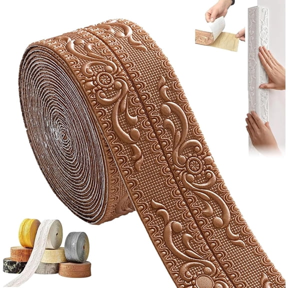 393" x 4.3" Self Adhesive Foam Molding Trim, Brass Decorative Border Tape for Walls, Furniture, Mirror Frame, Cabinet Waterproof Flexible 3D Edging