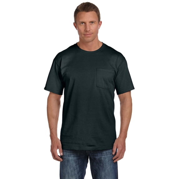 Fruit of the Loom - HD Cotton Pocket T-Shirt - 3930PR, Black, M, Pack Of 12, Mens Workout Shirts