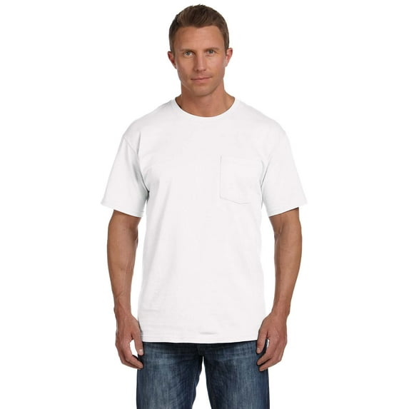 Fruit of the Loom - HD Cotton Pocket T-Shirt - 3930PR, White, L, Pack Of 6, Mens Workout Shirts