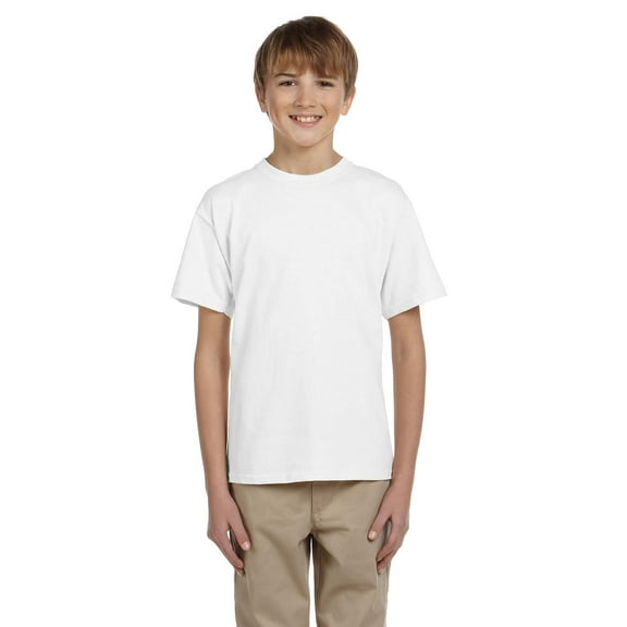 3931B Fruit of the Loom Youth HD Cotton T-Shirt, White, S, Pack Of 5, Fruit of the Loom Boys