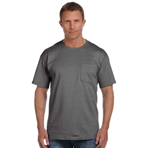 3931P Pure Cotton Pocket T-Shirt -Charcoal Grey-L