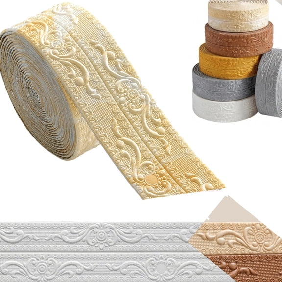 394*4.3" Crown Molding Peel and Stick 3D Flexible Foam Wall Trim White Self Adhesive Wallpaper Border Sticky Decorative Edging Baseboard Lines for Mirror Border Wall Hotel DIY Decor(Cream Yellow)