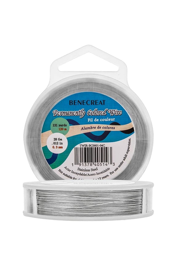 394-Feet 0.01inch (0.3mm) 7-Strand LightGrey Bead String Wire Nylon Coated Stainless Steel Wire for Necklace Bracelet Beading Craft Work DIY Light Grey