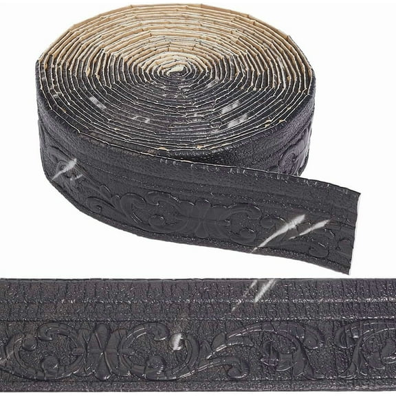 394 x 3.14in Peel and Stick Molding Self Adhesive Flexible 3D Black Marble Grain Wallpaper Border Baseboard Trim Mirror Sticky Wall Edging Base Lines Foam for Hotel Bathroom Home DIY